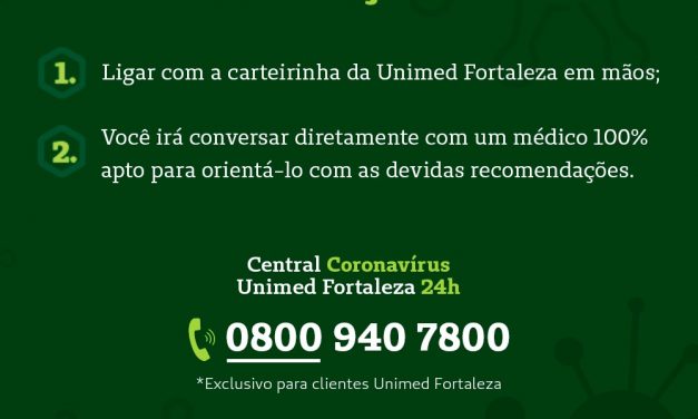 Central de Atendimento Coronavírus é disponibilizada aos clientes da Unimed Fortaleza